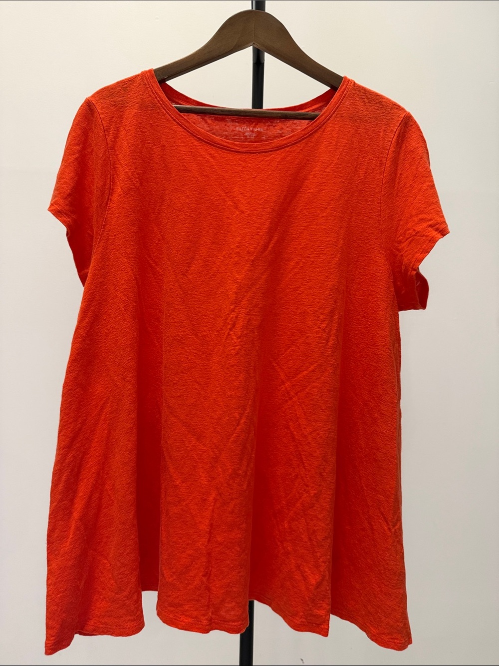 Eileen Fisher Organic Linen Scoop Neck Tunic Top Orange | Size XL